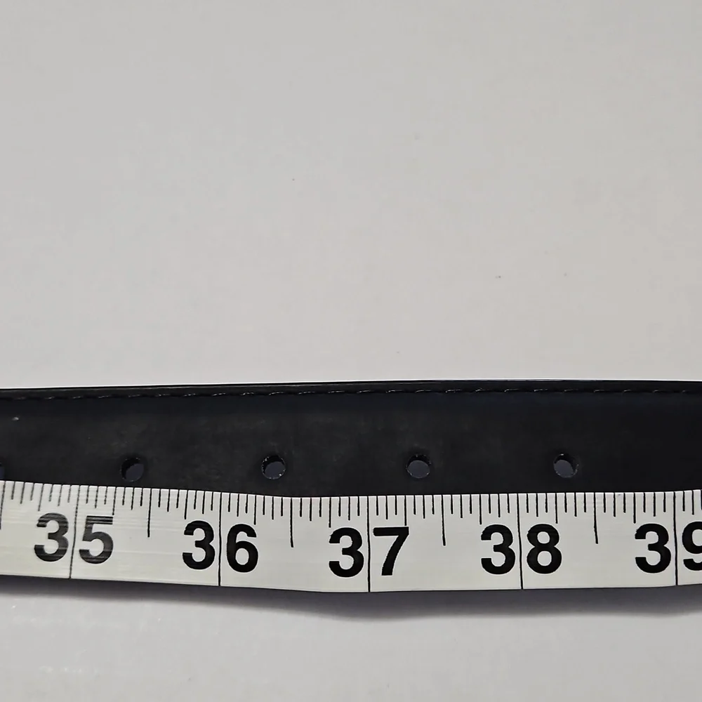 Men's Matte Black Wide Leather Belt Size M 36 - Picture 8 of 9